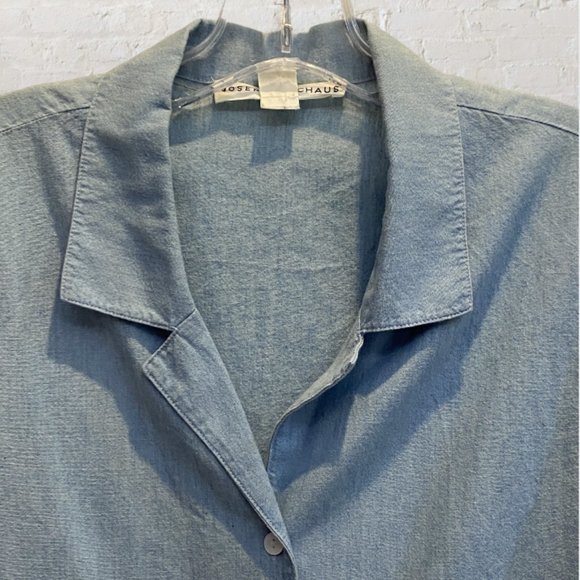 VINTAGE JOSEPHINE CHAUS -- Chambray Shirt, Front-Tie, Long Sleeve, Button Down - Picture 10 of 16